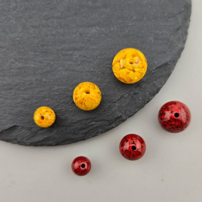 비즈톡 [JS-1-06]경면주사 원광주사 웅황주사 라운드볼 6/8/10mm 부의상징 금전운 1개