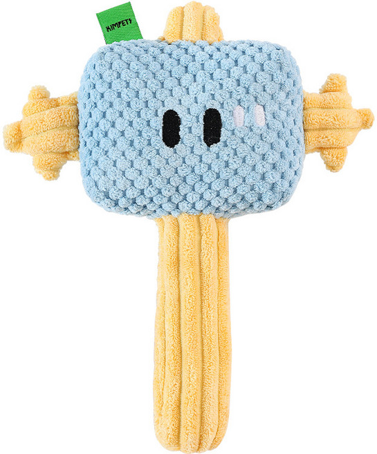 호밍사이 쇠망치 모양 강아지 장난감 반려동물 장난감, 1개, 블루+옐로우