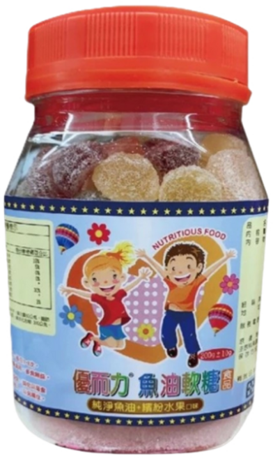 優而力 魚肝油 軟糖, 1個, 優而力魚肝油軟糖200g