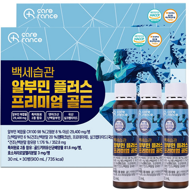 케어란스 백세습관 알부민 플러스 프리미엄 골드, 60개, 30ml