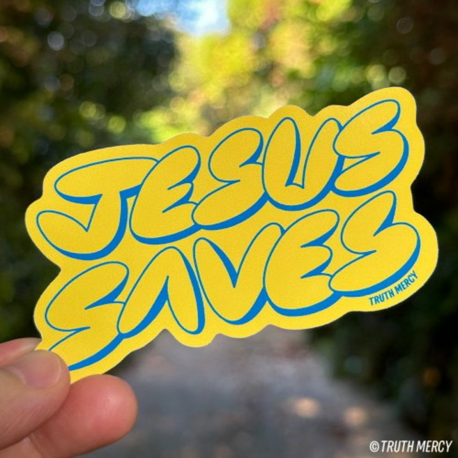 Jesus Saves 지저스 세이브즈 (옐로우) 조각스티커 트루스머시 크리스천 굿즈