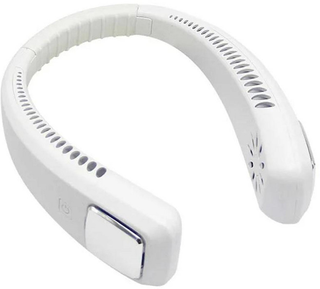 산업용 냉풍기 공업용 미니 넥 휴대용 무날개 선풍기 충전식 무풍 팬 목걸이형 에어 쿨러 냉각 웨어러블 넥밴드, 1)하얀색