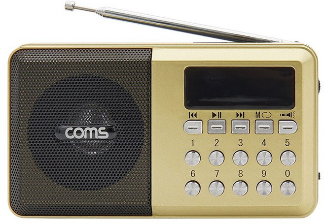 컴스 효도 FM 라디오 USB TF카드지원 휴대용 스피커, YX976, GOLD