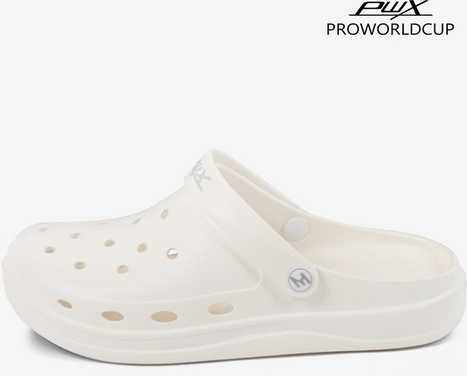 PWX 남여공용 미끄럼패치부탁 버튼 EVA샌들 슬리퍼 화이트 EVA 키높이신발