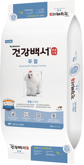 뉴트리나건강백서 강아지 기능성 사료, 푸들, 6kg, 1개