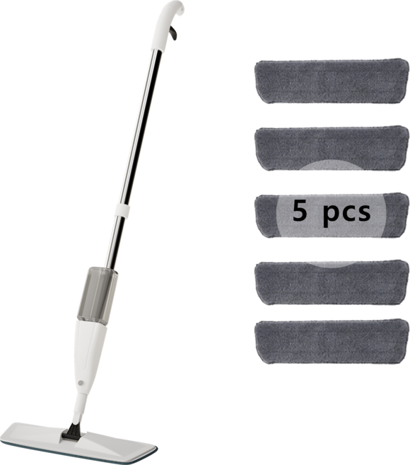 가정용 청소 물 극세사 스프레이 걸레 회전 가능 분수 대걸레 건습 겸용 스프레이 밀대걸레 + 극세사 패드 5개 + 리필, 1개