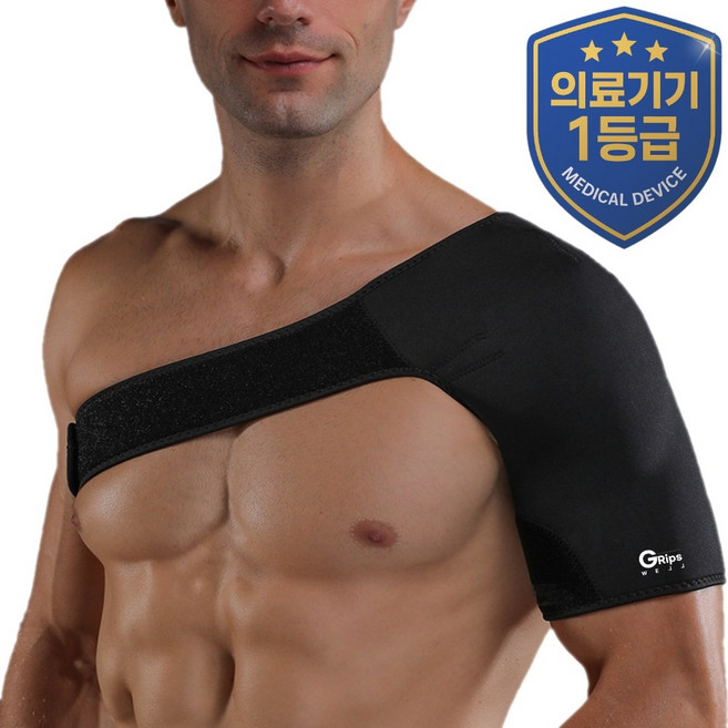 그립스웰 어깨 교정 보호대 밴드, 블랙, 1개