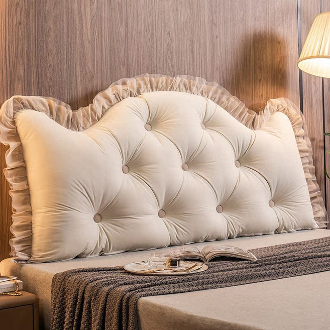 JoYouth 왕관 침대 헤드 크라운 쿠션 공주풍 머리 보드 프릴 대형 펜션 숙박업소, I. 그레이