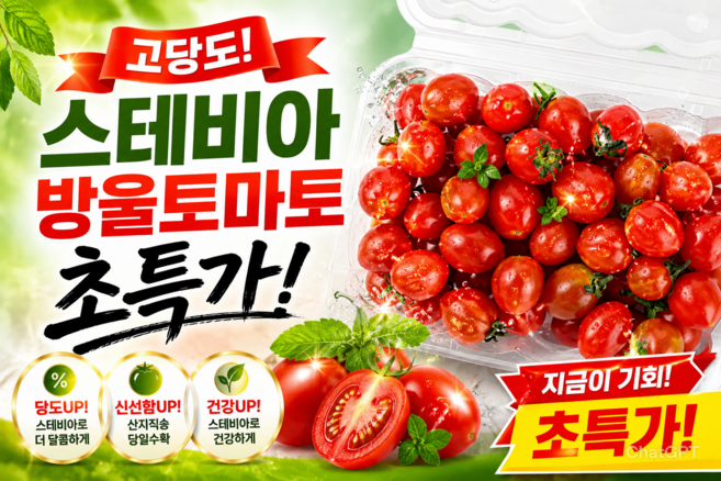 달콤스윗 산지직송 초고당도 당도보장 로얄 스테비아 방울토마토 500g 1개