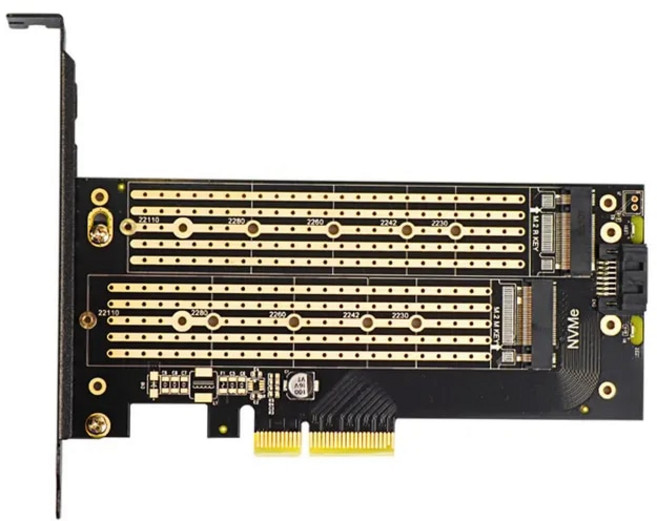GEEKISTORE JEYI 듀얼 M.2 PCIE 4.0 어댑터 NVMe NGFF SSD NVME M 키 및 SATA B 데스크탑 PC SK6 용 PCIe X4 X8 X16 슬롯, 1개