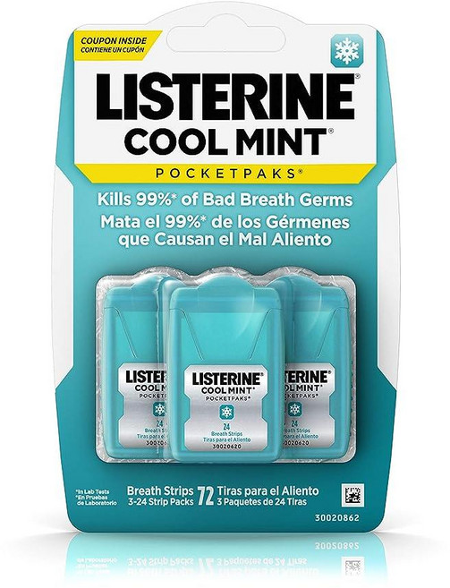 리스테린 쿨민트 후레쉬 버스트 휴대용 필름 브레스 스트립 구강 청결제 3팩 X 2, 2개
