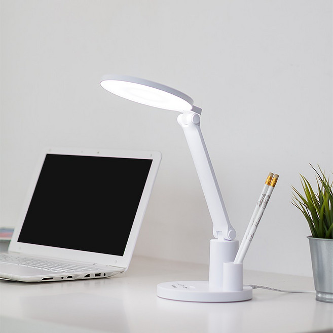 레토 써클 LED 스탠드 눈이 편한 책상 스탠드 조명, 화이트