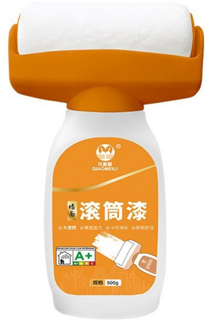 巧美AllResult塗士 滾筒漆 500克 白色 水性乳膠漆 牆面修補滾筒漆 QJ2367, 1個, 滾筒油漆【含刷子+500g油漆】