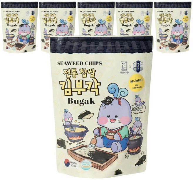 태초김 찹쌀 수제 김스낵 시즈닝 김부각 허니버터맛, 6개, 50g