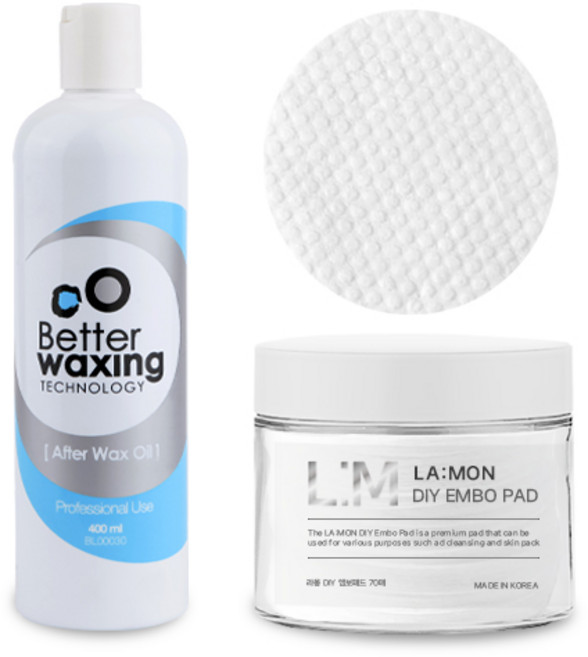 베럴왁싱 잔여물제거 에프터왁스 오일 400ml + 라몽 DIY 엠보싱 패드 70매입 세트, 1세트