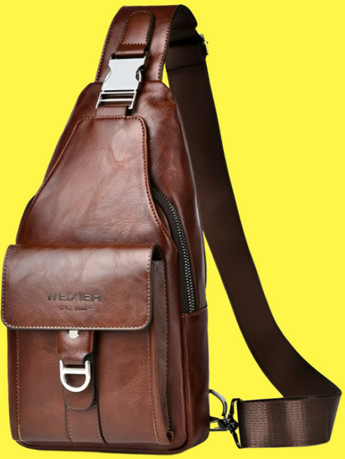 WEIXIER 남성 빈티지 캐주얼 가슴 가방 - 대용량 다중 컴파트먼트 인조 가죽 슬링 크로스바디 팩
