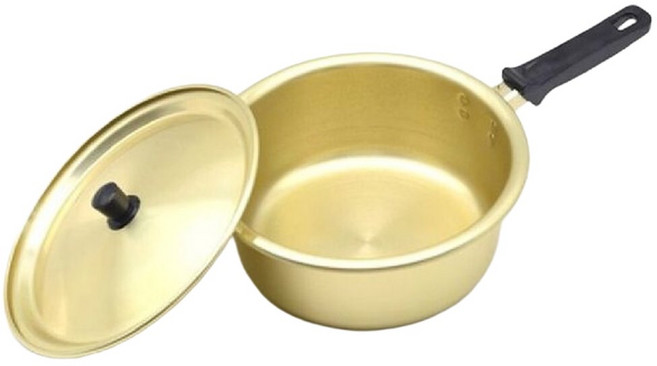 레트로 양은 냄비 찌게 라면 노란 편수 냄비 16cm/찌개/계란찜/볶음밥/두부/조림/다용도/손잡이/황색/소형, 1개, 16cm