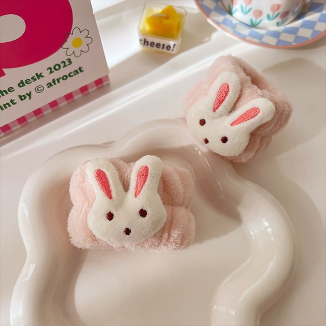 세안밴드 손목밴드 세안 헤어밴드 세수할때쓰는 물흘러내림방지, 토끼, 1세트