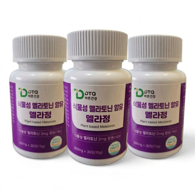 닥터Q 바른건강 꿀잠 식물성 멜라토닌 멜라정 2mg, 3개, 30정