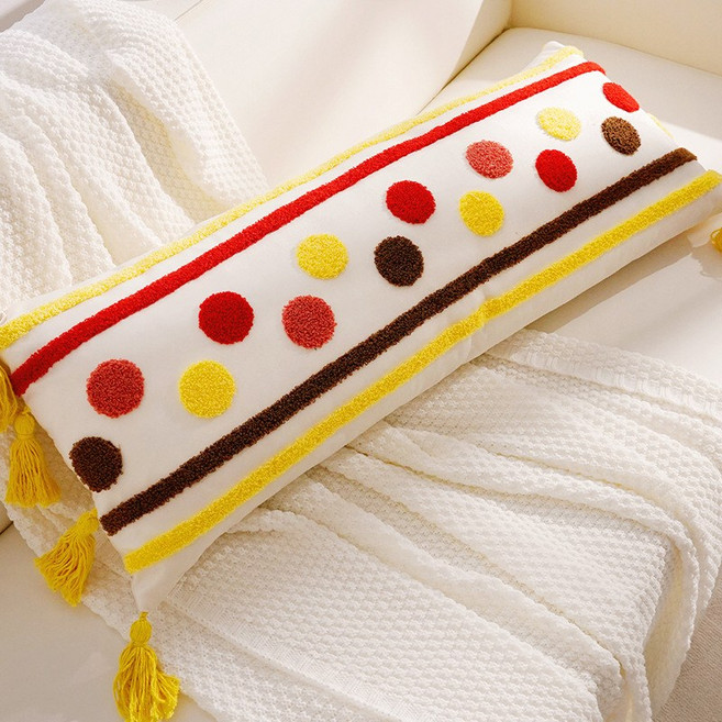 귀여운 쿠션 소파 쿠션 등받이 쿠션 침실 쿠션 침실용 베개, 단독으로 하나, 캔디 컬러 도트 무늬 30x90cm 길이의 단독 베개