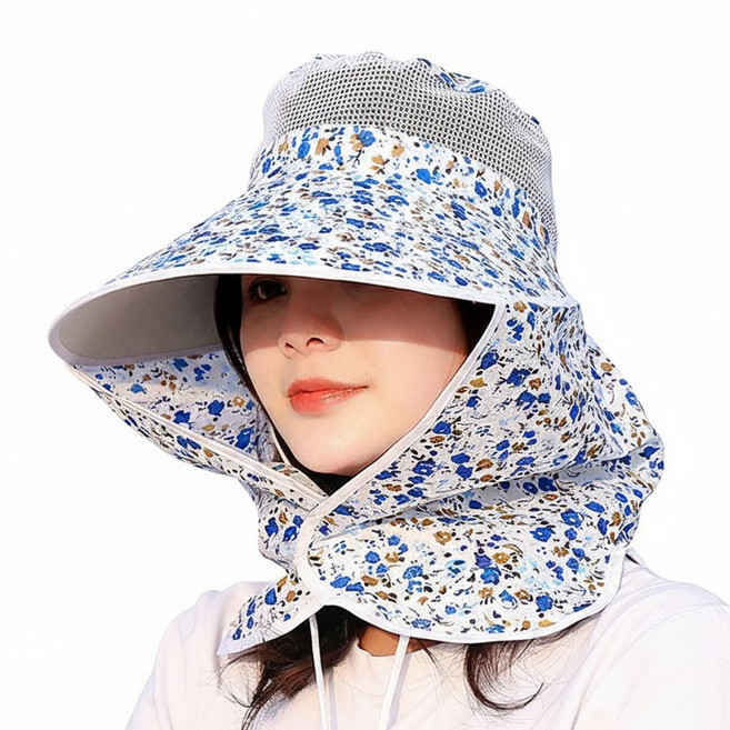 촌캉스 꽃무늬 시골 농촌 밭일 햇빛 가리개 모자