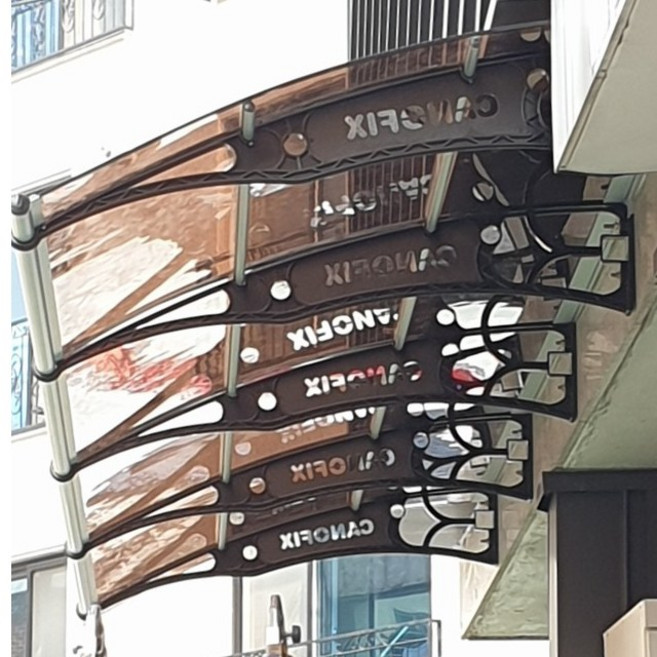 캐노픽스 1270 X 7900 어닝 지붕재 처마넥산 렉산시공 조립식구조물 차양캐노픽스 비가림캐노픽스, 투명, 블루, 블랙