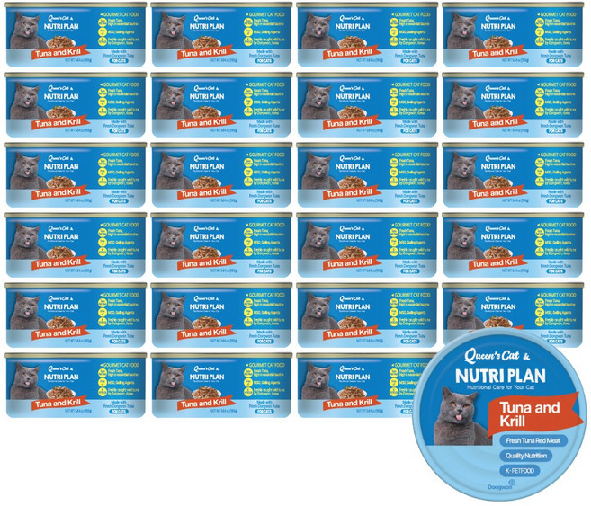 동원 퀸즈캣 뉴트리플랜 고양이 습식캔, 24개, 160g, 참치와 크릴새우