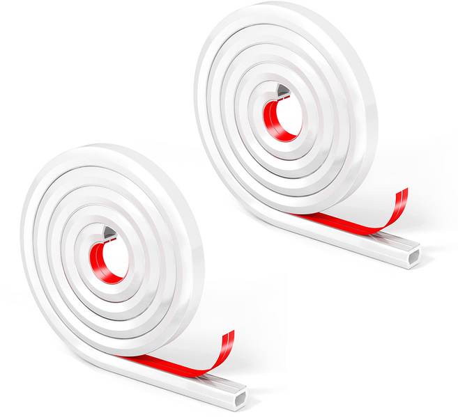 리브문 PVC 전선 정리용 케이블 몰딩 (육각형 타입), 화이트, 2개