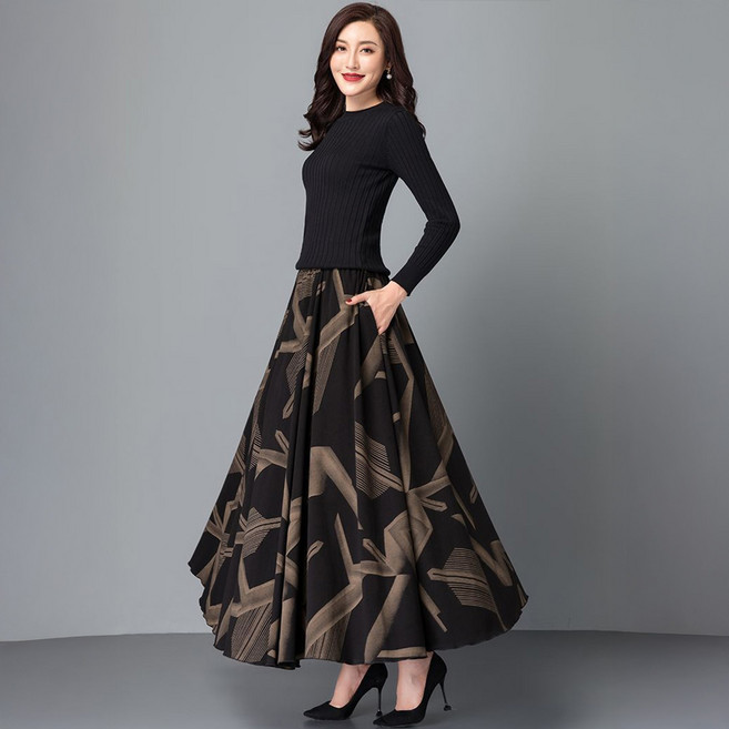 블랑루즈 로레안 패턴 롱 스커트