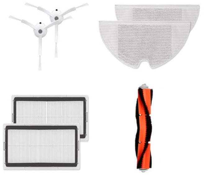 누심비 샤오미 로보락 로봇청소기 2세대 s5 s6 max pure 호환 브러쉬 + 필터 + 물걸레 세트, 샤오미 로봇청소기, 혼합색상