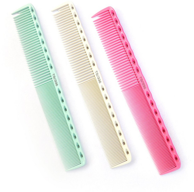 루시피 T/S 프로페셔널 컬러 커트빗 336 3종세트/컷트빗/헤어/듀얼, 그린,아이보리,핑크, 1세트