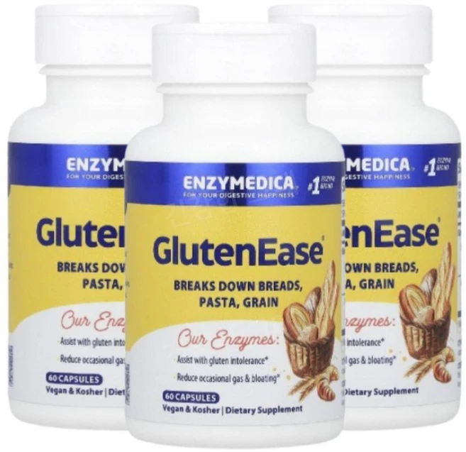 엔자이메디카 글루텐이지 효소 엔자임 60캡슐 3개 아밀라제 프로테아제 GlutenEase, 60정 - 쿠팡