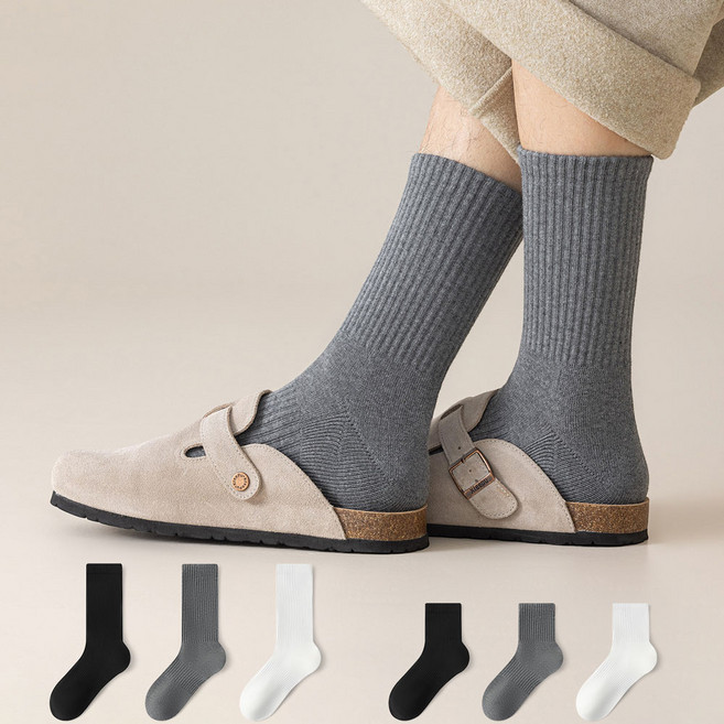 MJLP 남성 양말 순색 봄여름 양말 중목 양말 장목 양말 발목 양말 중목 양말 운동 양말 압박 흰양말 면 양말 6족 세트