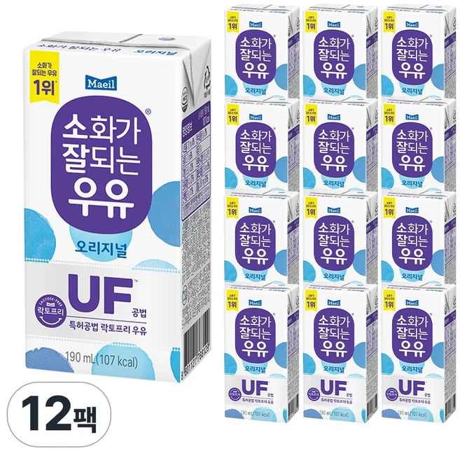 매일유업 소화가잘되는우유 오리지널, 190ml, 12개 - 쿠팡