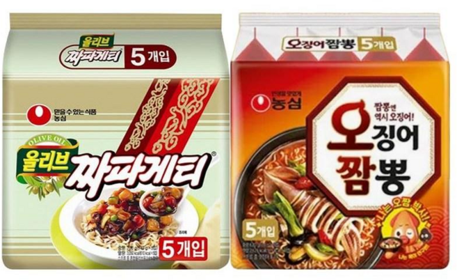 농심 짜파게티 + 오징어짬뽕 KOREAN NOODLE 번들, 1세트