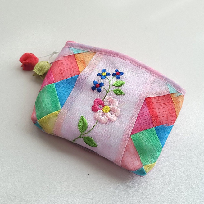 한국 전통 외국인 선물용 자수 수공예 지갑 미니 파우치