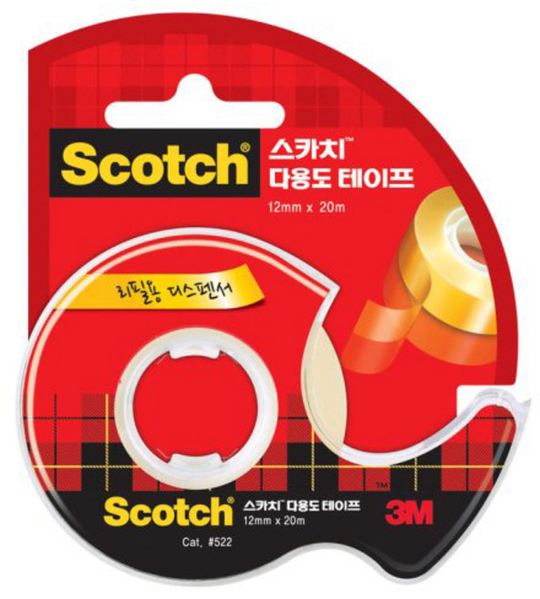 3M 스카치 다용도 투명 테이프 디스펜서 리필, 리필 550R (12mm x 30m), 1