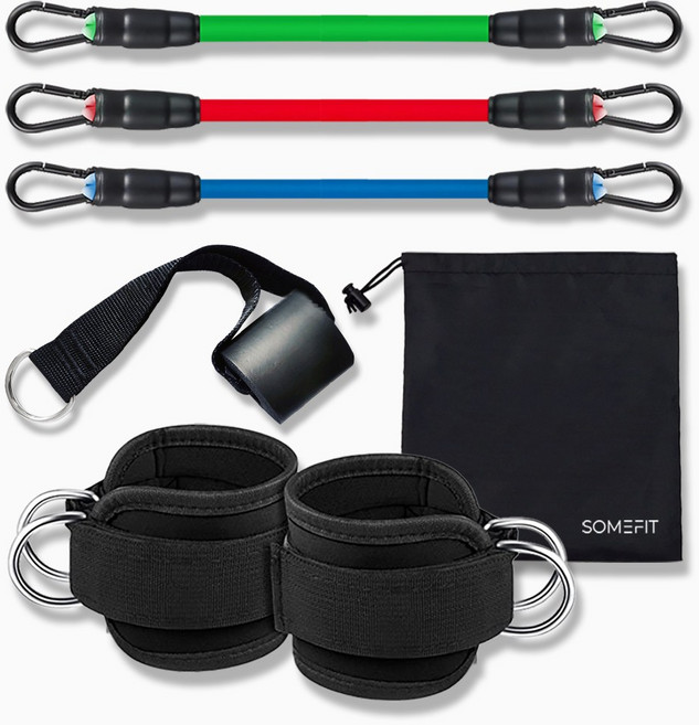 썸피트 짧은 튜빙밴드 + 발목스트랩 + 도어앵커 케이블, 킥백 세트, 1개