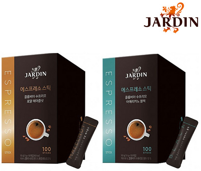 쟈뎅 에스프레소 스틱 아메리카노 블랙 100T + 로얄 헤이즐넛 100T 스틱커피