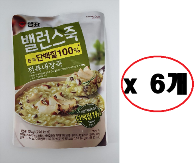 샘표 밸런스죽 전복내장죽, 420g, 6개