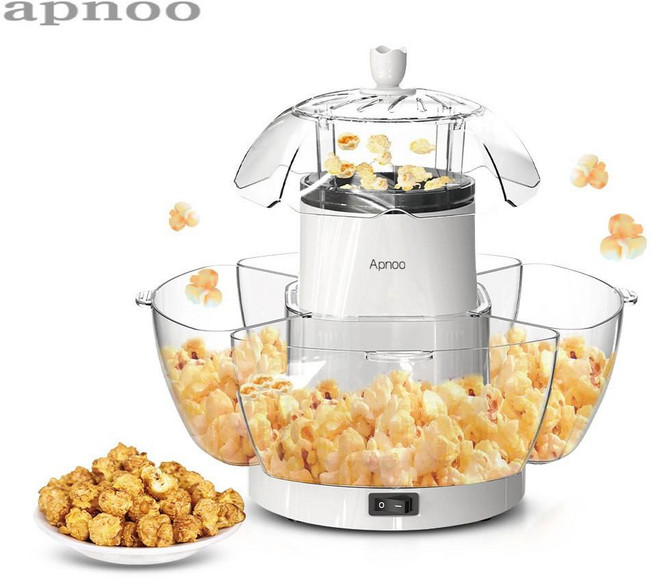 Apnoo 팝콘 메이커 팝콘기계 소형 가정용 팝콘 기계 간식메이커, 흰색