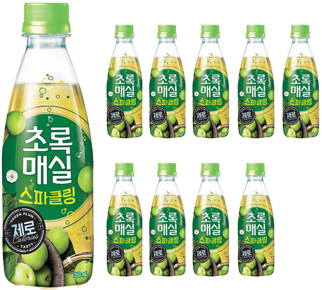 초록매실 스파클링 제로, 350ml, 10개