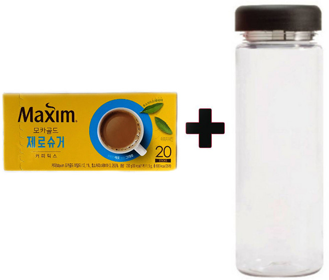 맥심 모카골드 제로슈가+워터보틀, 1개, 20개입, 12g