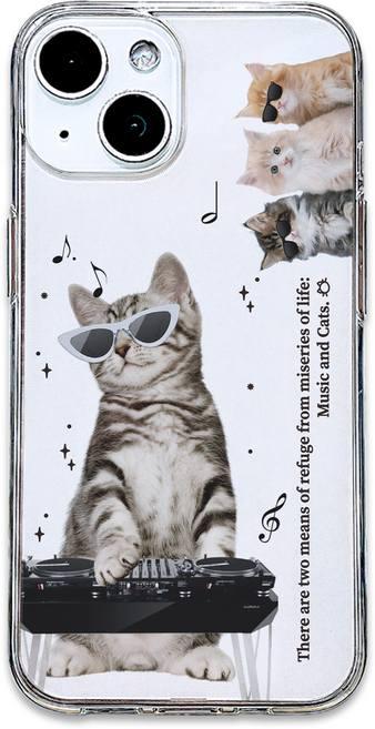 젤리케이스 / DJ고양이 캐릭터 갤럭시 지갑 케이스 폰꾸미기 병맛 하찮 유니크 아기자기한