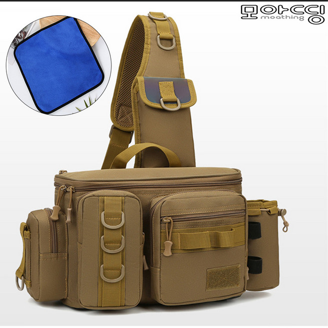 [무료배송]3way 웨이스트백 루어 낚시 가방 확장형(콜라보에디션)+낚시타월, 울프브라운