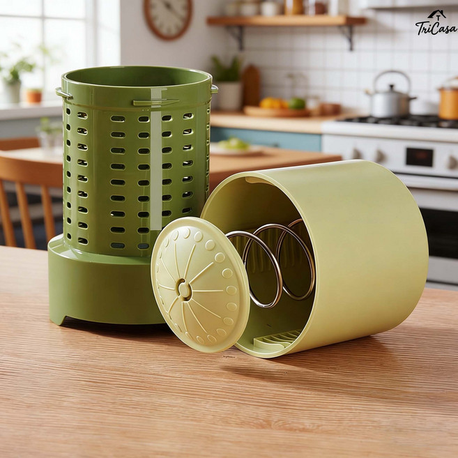 주방 다용도 야채 탈수기 오이지 짤순이 수동 야채 나물 탈수기 만능 나물 두부 과일 물기 제거기, 베이지, 1개