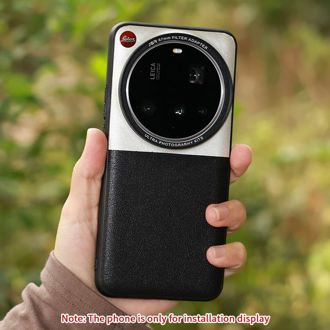 샤오미 15Ultra Leica 로고 가죽 전화 케이스 67mm 메탈 렌즈 필터 어댑터 링이있는 초슬림 Antifall 대형, 01 Case and Adapter, 04 Black Mix Case Combo, 1개