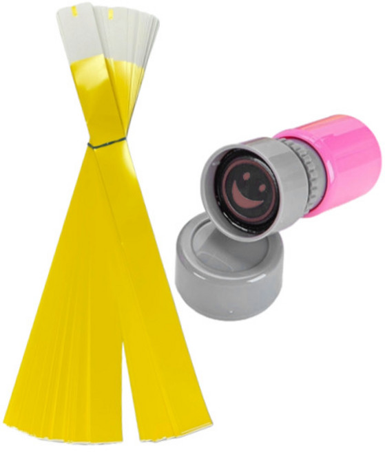 도나토르 입장권 팔찌 행사손목밴드 100매 미니스탬프 포함, 1세트, 옐로우