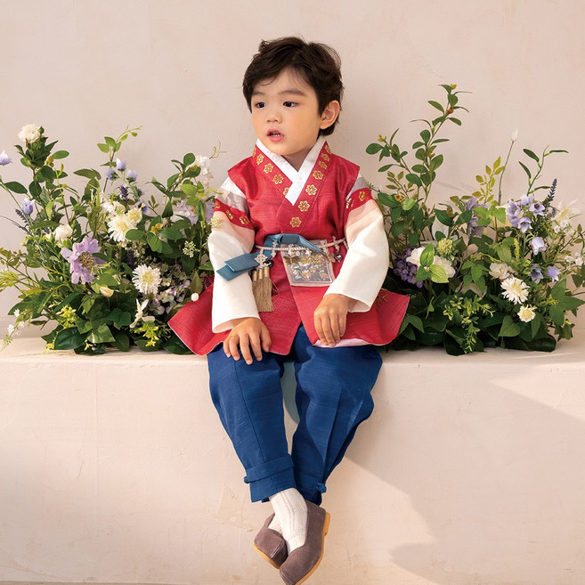 아가명주 남아용 하림금박 고급 한복세트