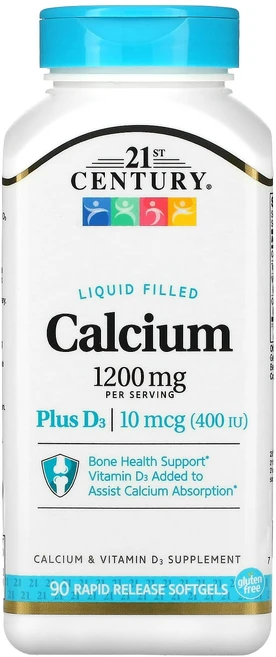 21st Century 액상 충전 칼슘 D3 1200mg 속방형 소프트젤 90정(소프트젤 1정당 600mg), 21stCentury액상충전칼슘D31200mg속방형소프, 1개, 90정 - 쿠팡